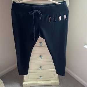 PINK black fleece lined leggings size M.